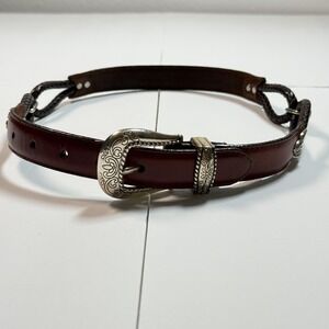 Brighton‎ Belt Womens XS 30 Brown Leather Braided Concho Western Cowgirl